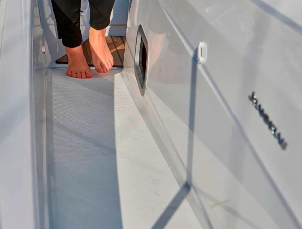 Deck of Aloha, a Jeanneau Sun Odyssey 410 sailboat at Kontokali, Greece