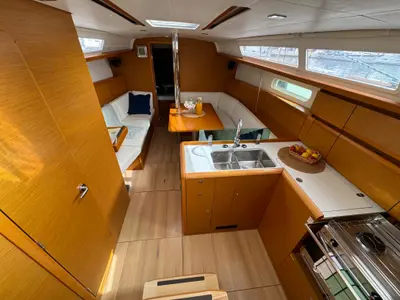Salon of Jeanneau Sun Odyssey 389, a sailboat at Sukošan, Croatia
