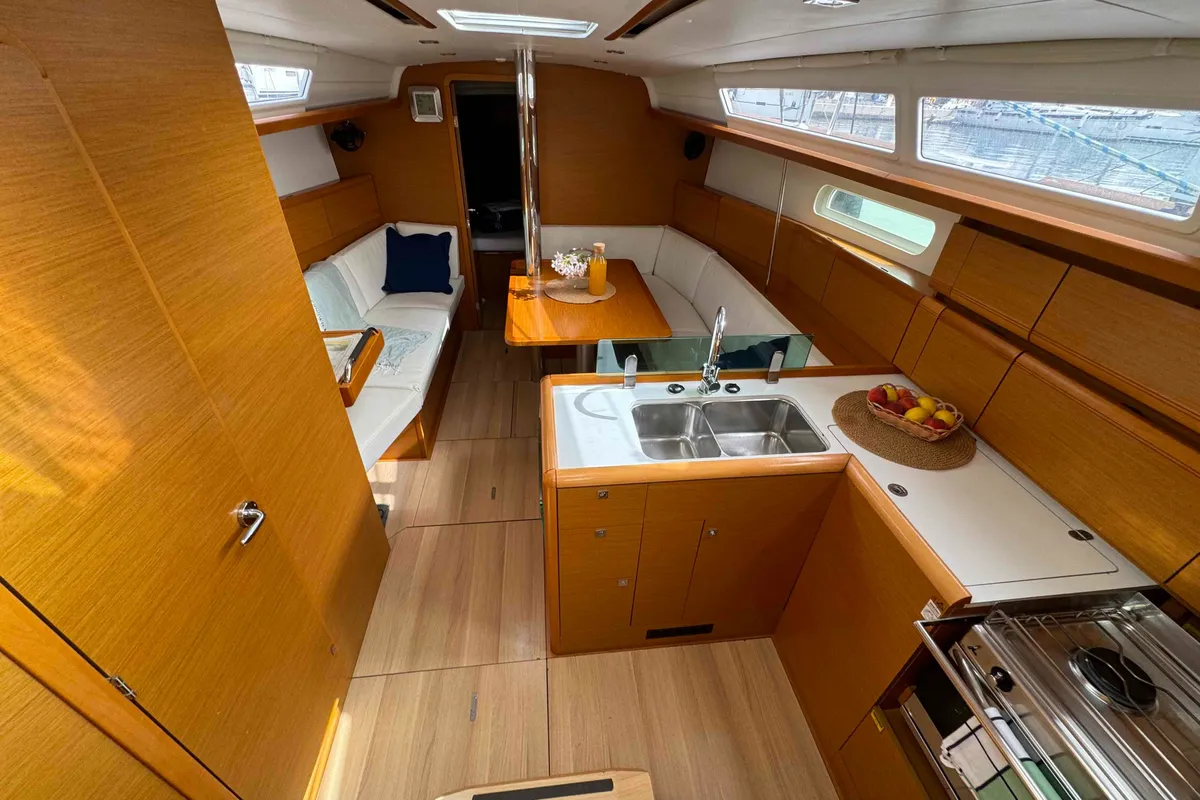 Salon of Jeanneau Sun Odyssey 389, a sailboat at Sukošan, Croatia