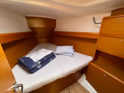Cabin on Jeanneau Sun Odyssey 389, a sailboat at Sukošan, Croatia