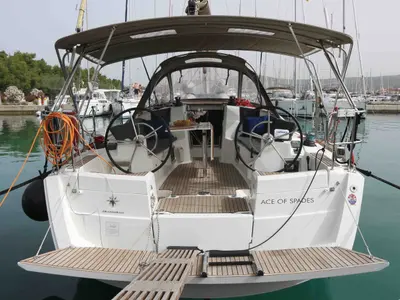 Cockpit of Jeanneau Sun Odyssey 389, a sailboat at Sukošan, Croatia