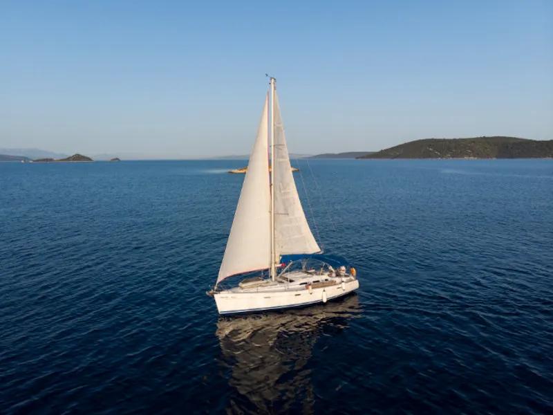 Exterior view of Mare, a Beneteau Oceanis 393 sailboat at Općina Marina, Croatia