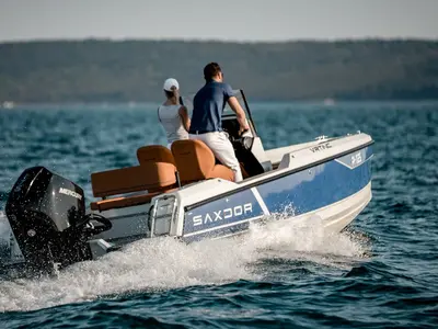 Exterior view of Vrtinc, a Saxdor 200 motorboat at Općina Sukošan, Croatia