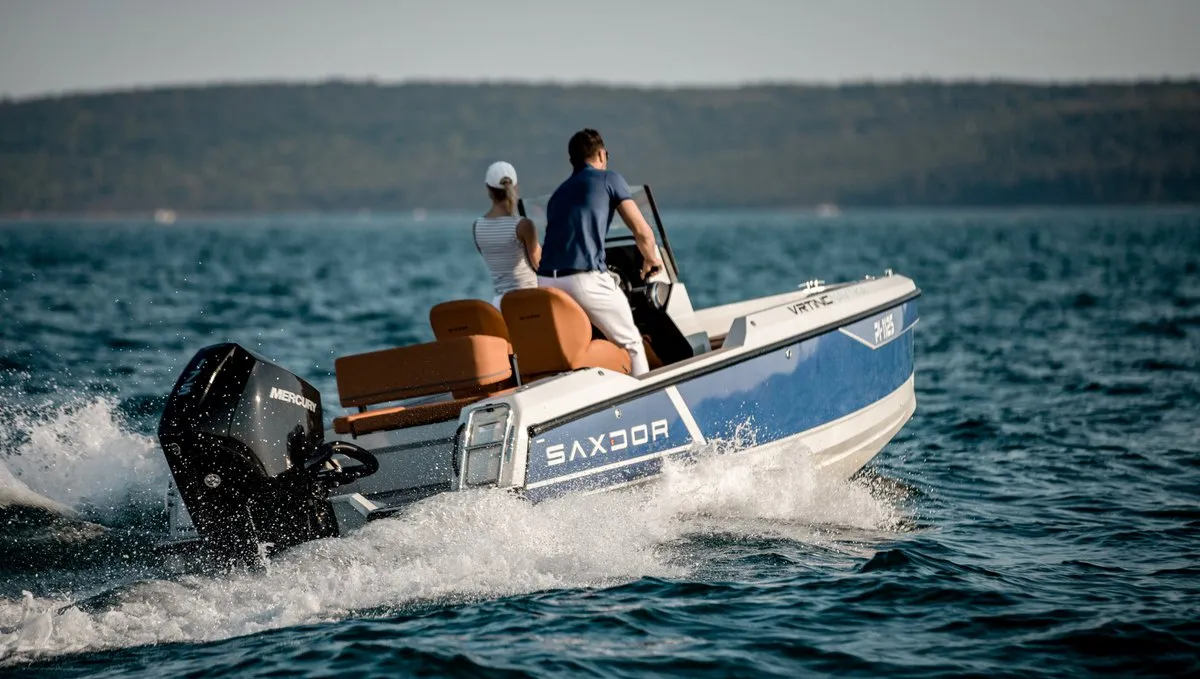 Exterior view of Vrtinc, a Saxdor 200 motorboat at Općina Sukošan, Croatia