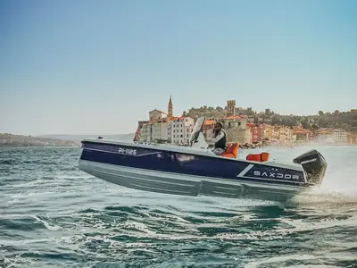 Exterior view of Vrtinc, a Saxdor 200 motorboat at Općina Sukošan, Croatia