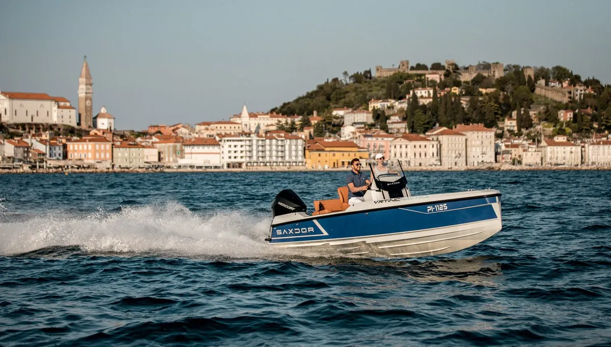 Exterior view of Vrtinc, a Saxdor 200 motorboat at Općina Sukošan, Croatia
