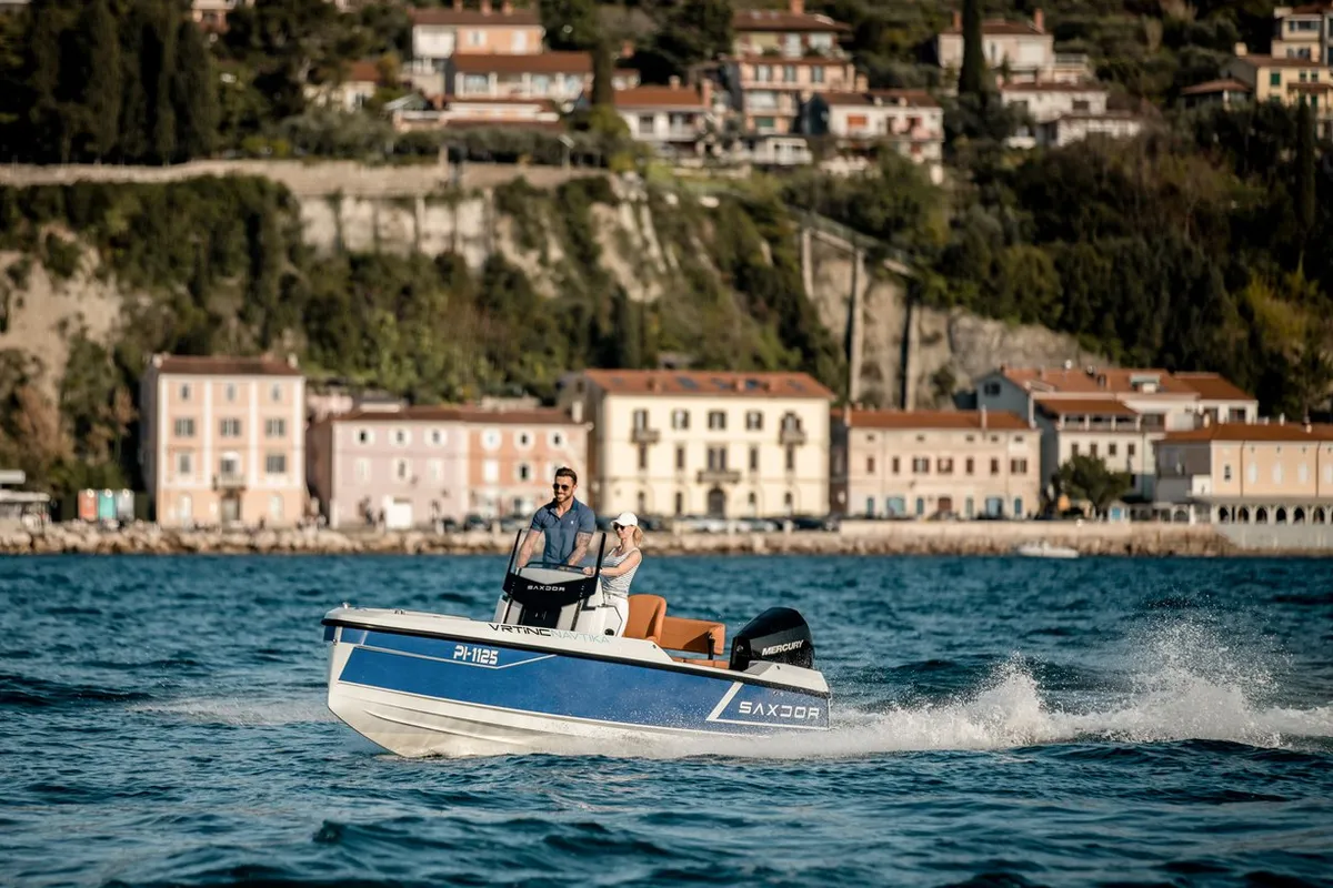 Exterior view of Vrtinc, a Saxdor 200 motorboat at Općina Sukošan, Croatia
