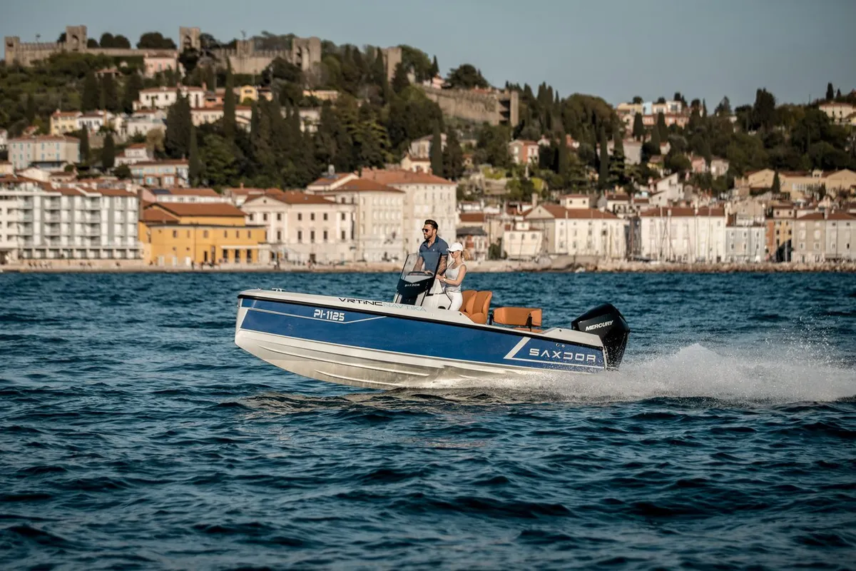 Exterior view of Vrtinc, a Saxdor 200 motorboat at Općina Sukošan, Croatia
