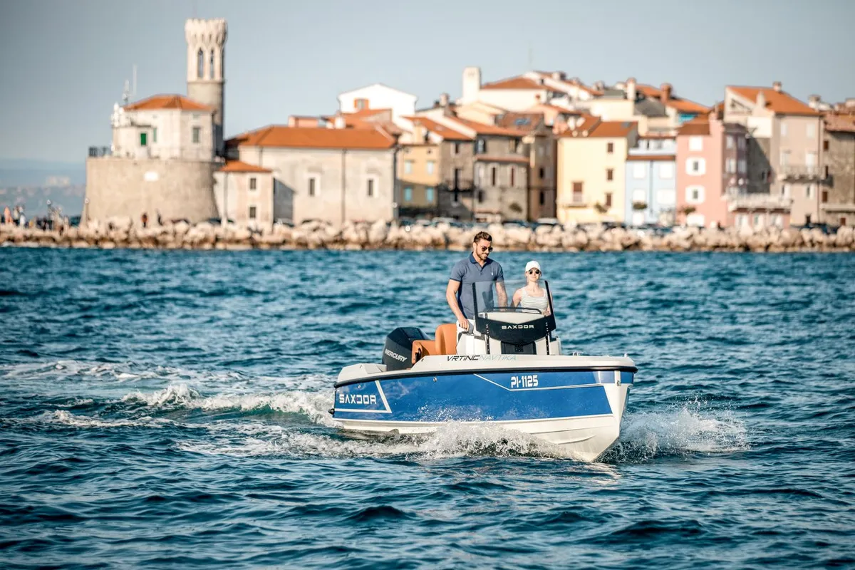 Exterior view of Vrtinc, a Saxdor 200 motorboat at Općina Sukošan, Croatia