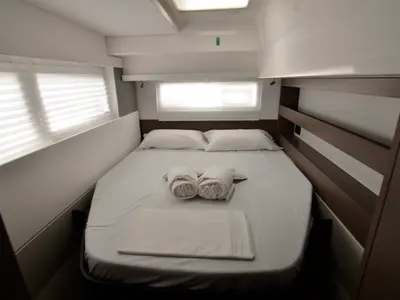 Cabin on Myg V, a Leopard 42 catamaran at Procida, Italy