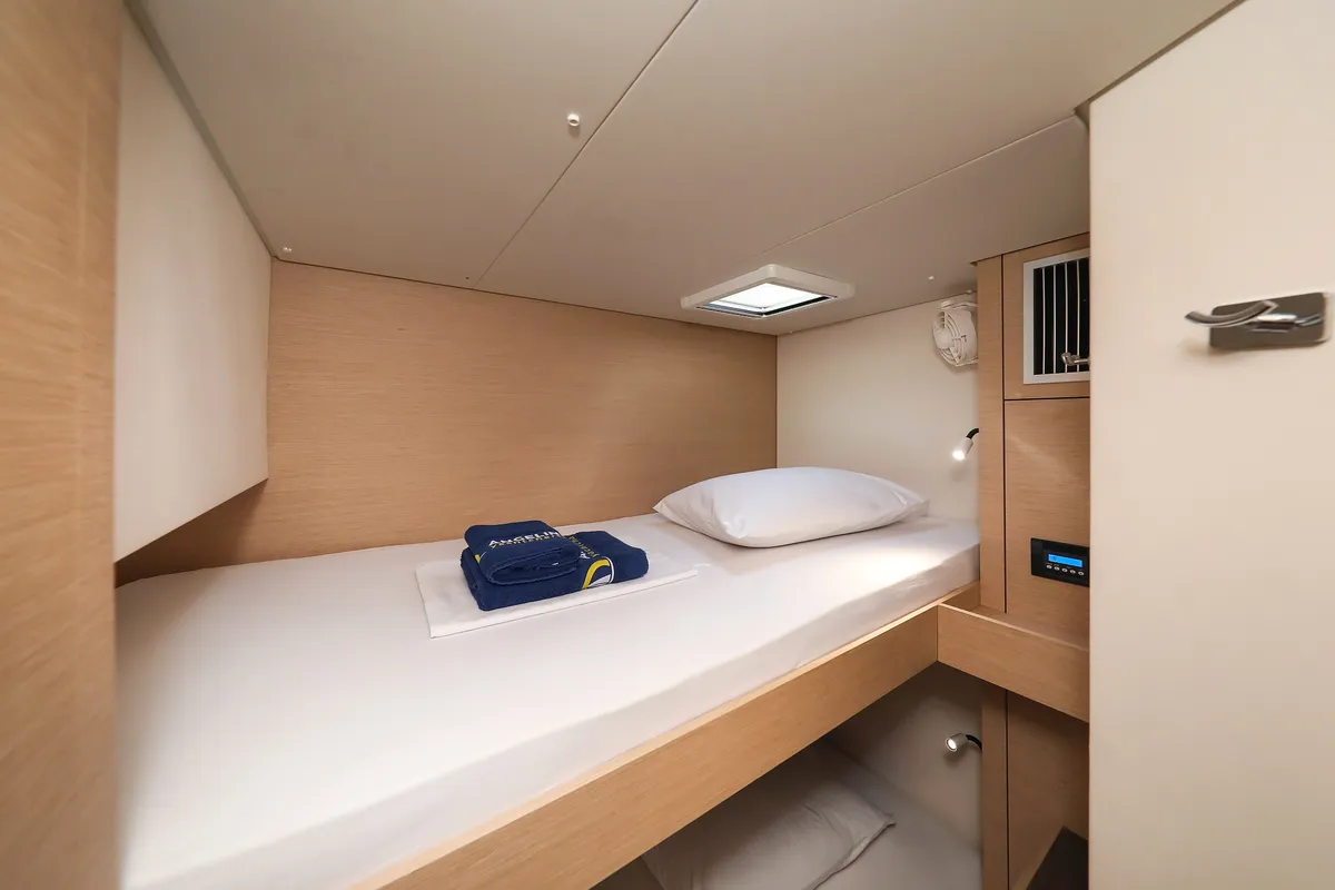Cabin on Tamara V, a Fountaine Pajot Saona 47 Quintet catamaran at Grad Trogir, Croatia
