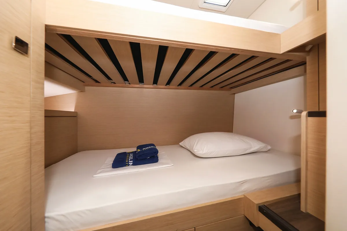 Cabin on Tamara V, a Fountaine Pajot Saona 47 Quintet catamaran at Grad Trogir, Croatia