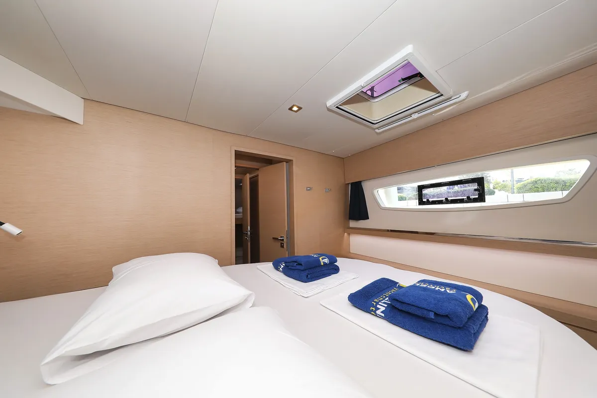 Cabin on Tamara V, a Fountaine Pajot Saona 47 Quintet catamaran at Grad Trogir, Croatia