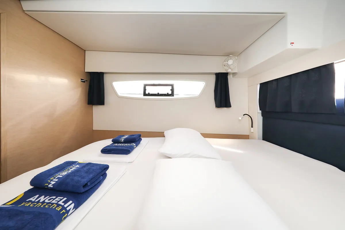 Cabin on Tamara V, a Fountaine Pajot Saona 47 Quintet catamaran at Grad Trogir, Croatia