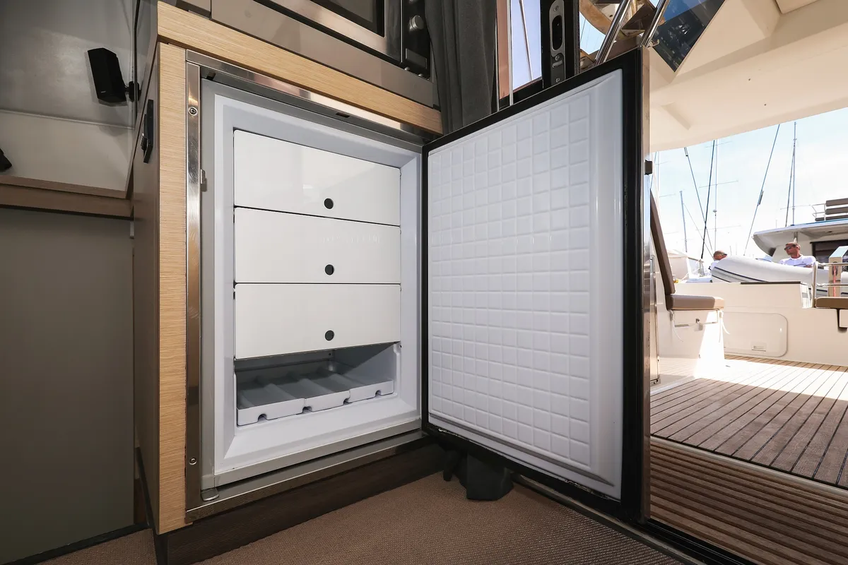 Galley of Tamara V, a Fountaine Pajot Saona 47 Quintet catamaran at Grad Trogir, Croatia