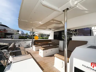 Deck of Tamara V, a Fountaine Pajot Saona 47 Quintet catamaran at Grad Trogir, Croatia