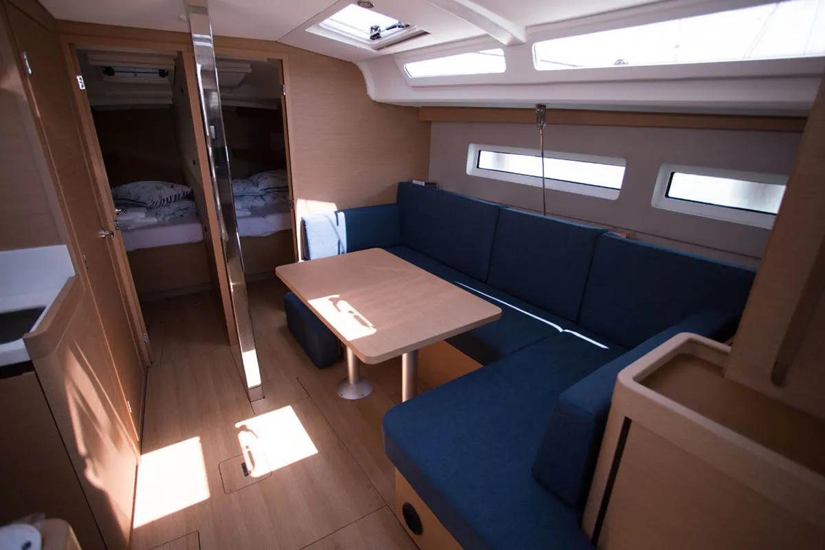Salon of Martina, a Jeanneau Sun Odyssey 440 sailboat at Seget Donji, Croatia