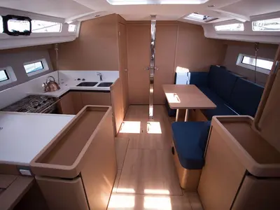Salon of Martina, a Jeanneau Sun Odyssey 440 sailboat at Seget Donji, Croatia