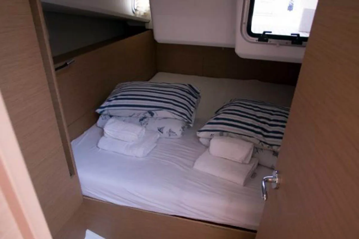 Cabin on Martina, a Jeanneau Sun Odyssey 440 sailboat at Seget Donji, Croatia