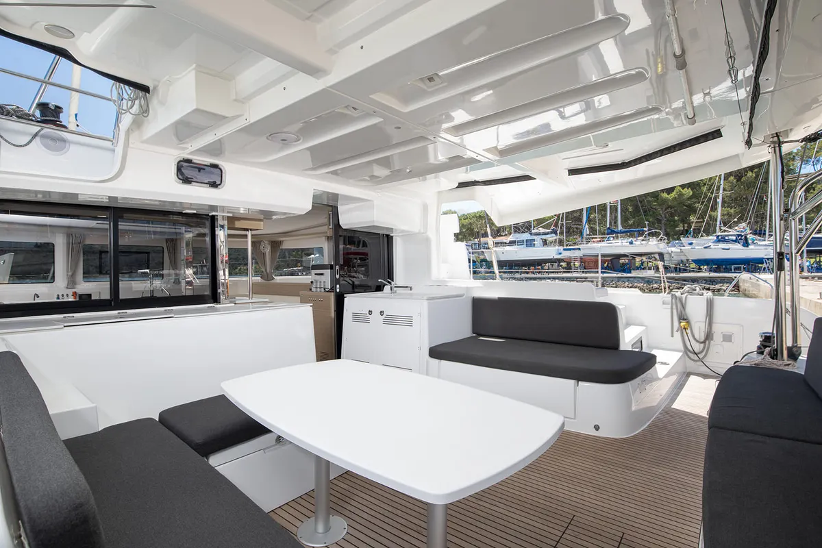 Deck of Manta Maris, a Lagoon 46 catamaran at Općina Medulin, Croatia