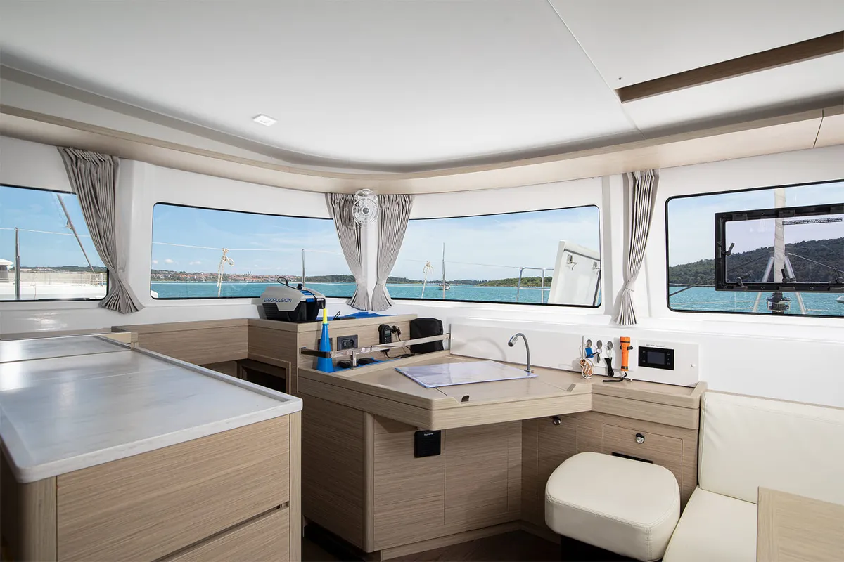 Salon of Manta Maris, a Lagoon 46 catamaran at Općina Medulin, Croatia