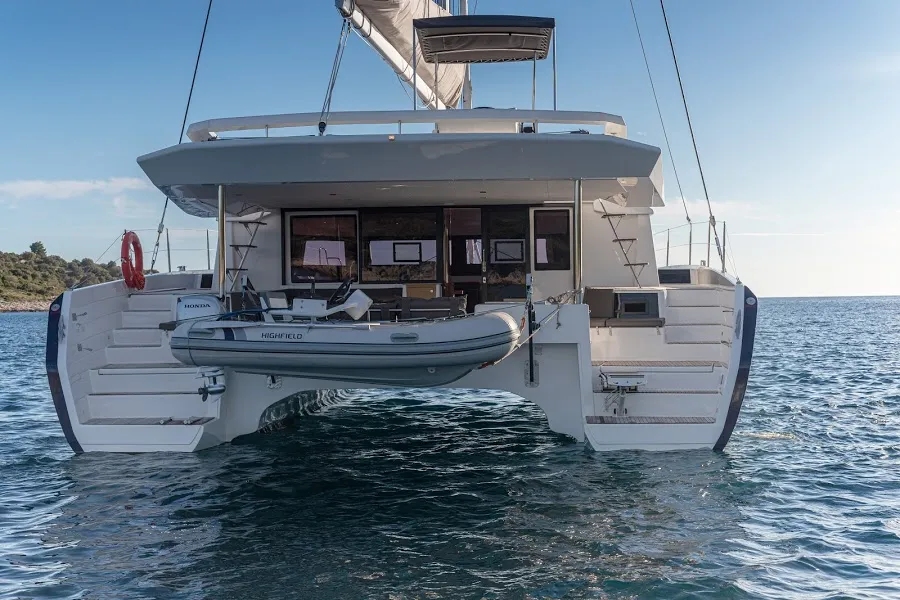 Exterior view of Uno, a Dufour 48 Catamaran catamaran at Primošten, Croatia