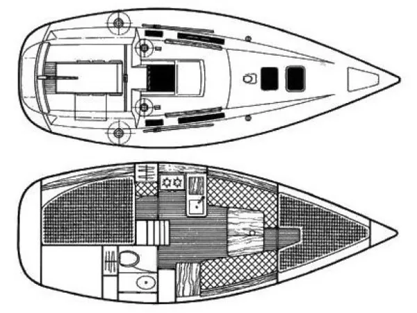 Floor plan of Seagull, a Beneteau First 285 sailboat at Yerseke, Netherlands