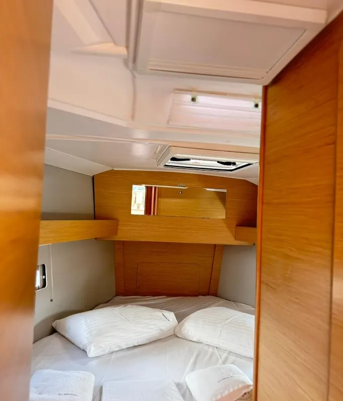Cabin on Theodora, a Dufour 390 sailboat at Preveza, Greece