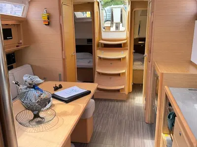 Salon of Theodora, a Dufour 390 sailboat at Preveza, Greece