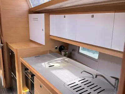 Galley of Theodora, a Dufour 390 sailboat at Preveza, Greece