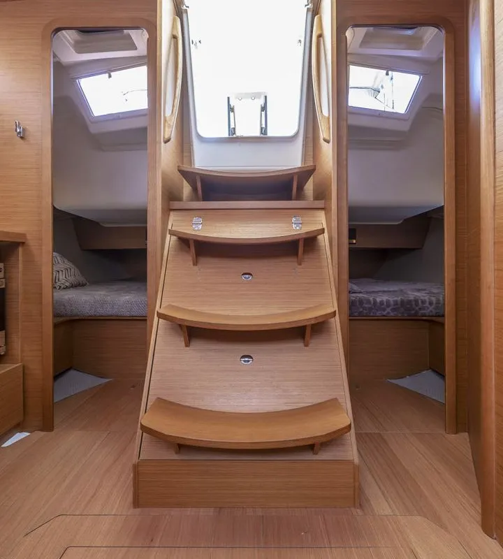 Salon of Theodora, a Dufour 390 sailboat at Preveza, Greece