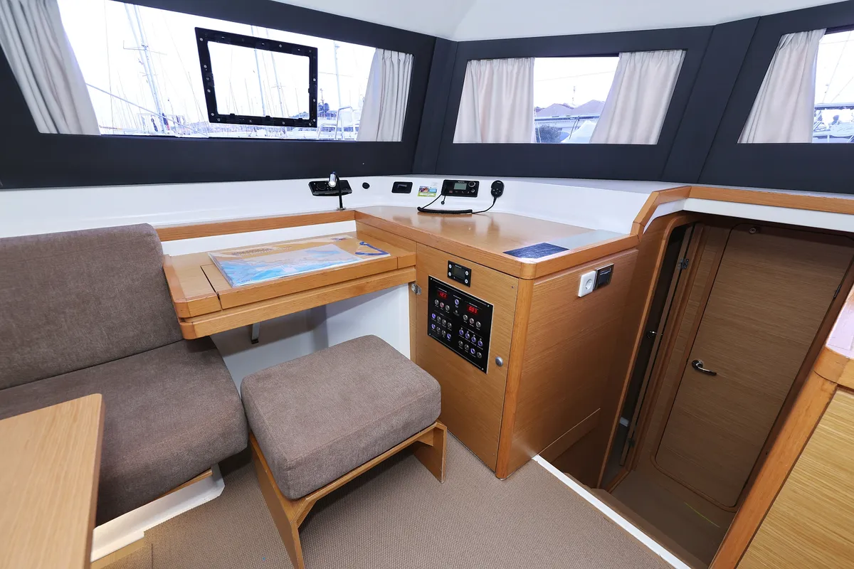 Cockpit of Be Mine, a Dufour 48 Catamaran catamaran at Općina Rogoznica, Croatia