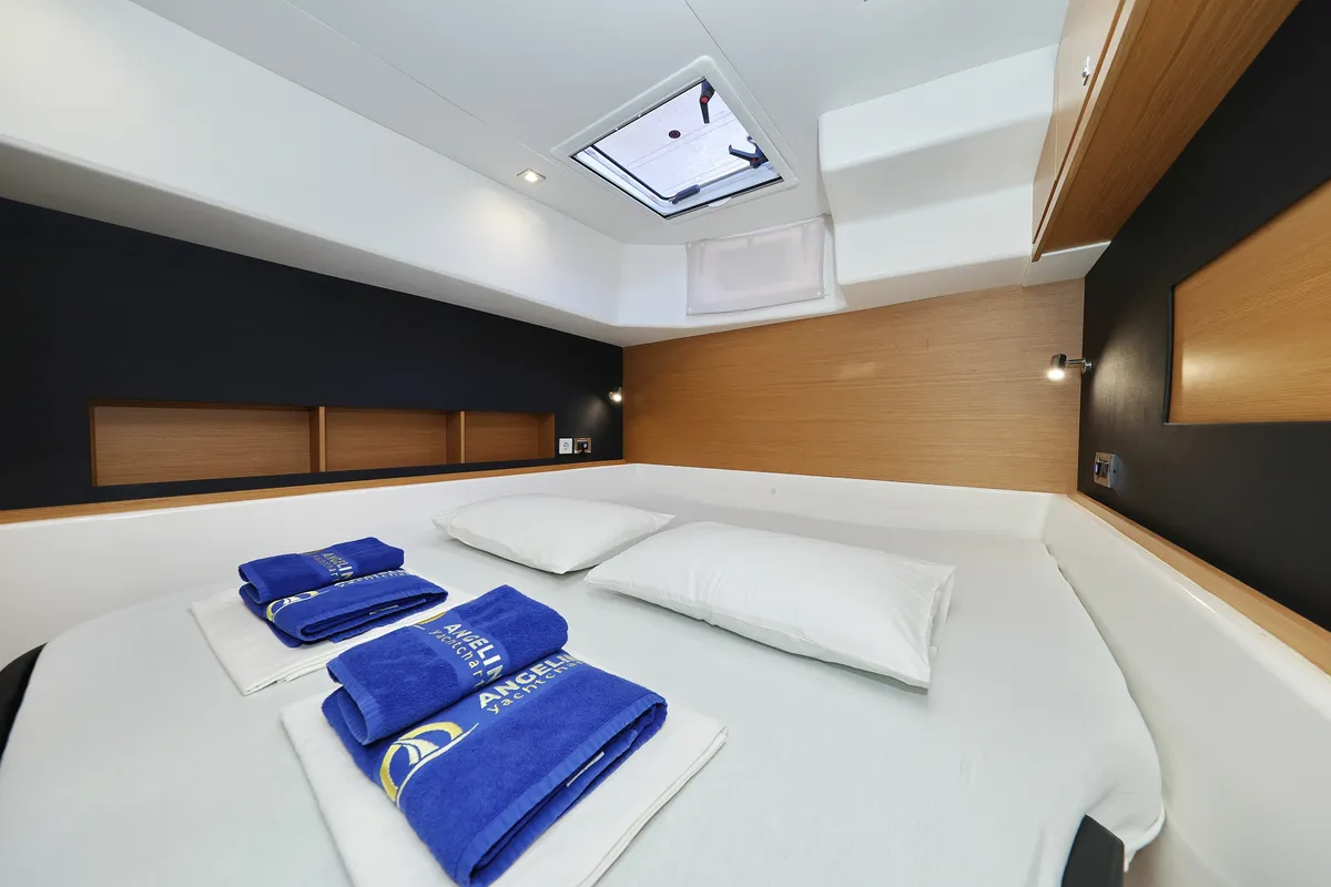 Cabin on Be Mine, a Dufour 48 Catamaran catamaran at Općina Rogoznica, Croatia