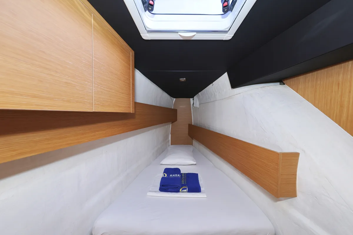 Cabin on Be Mine, a Dufour 48 Catamaran catamaran at Općina Rogoznica, Croatia