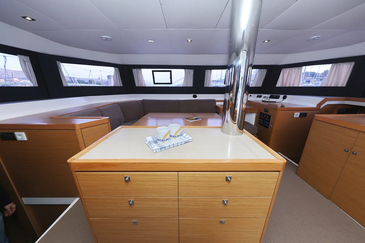 Salon of Be Mine, a Dufour 48 Catamaran catamaran at Općina Rogoznica, Croatia