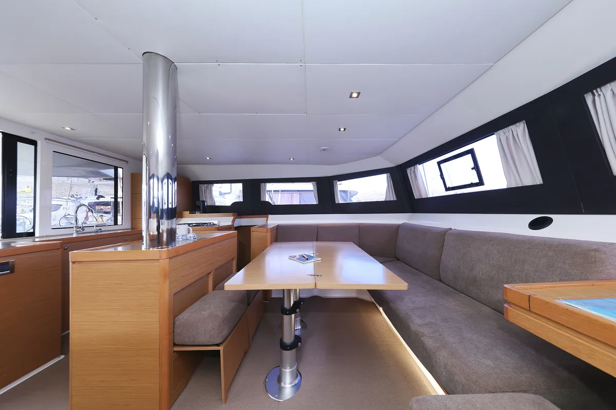 Salon of Be Mine, a Dufour 48 Catamaran catamaran at Općina Rogoznica, Croatia