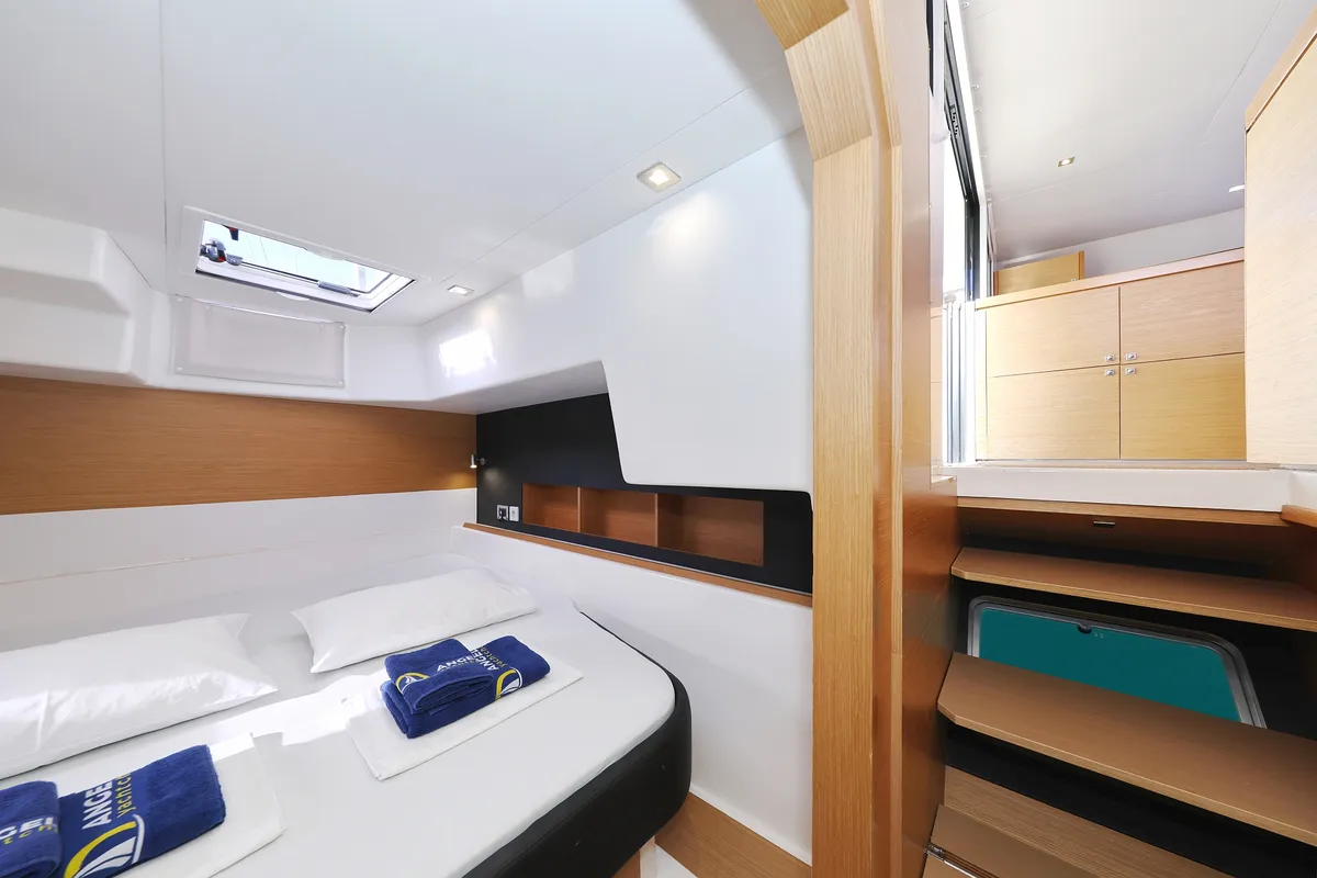 Cabin on Be Mine, a Dufour 48 Catamaran catamaran at Općina Rogoznica, Croatia
