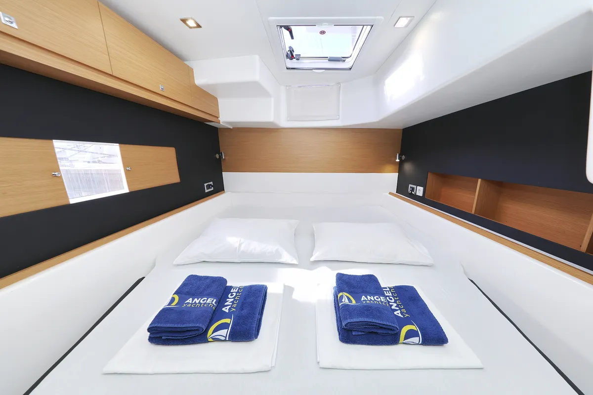 Cabin on Be Mine, a Dufour 48 Catamaran catamaran at Općina Rogoznica, Croatia
