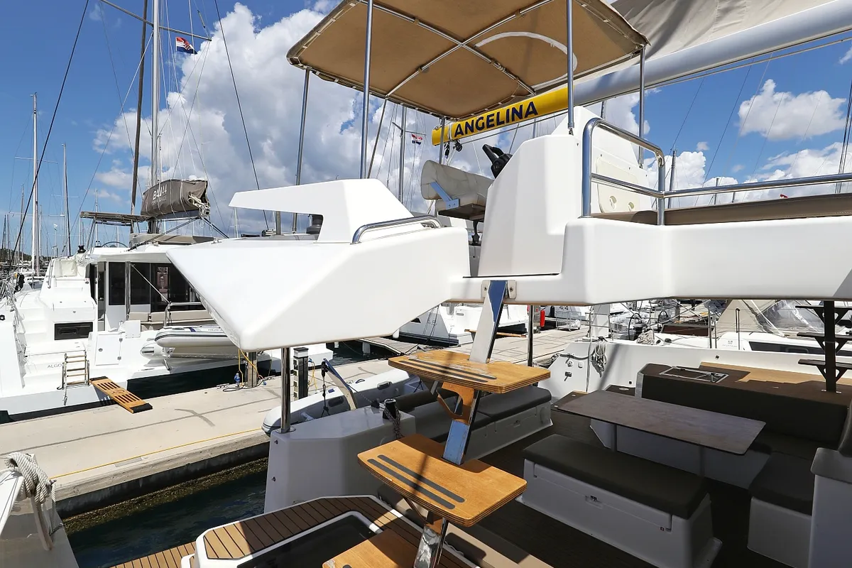 Deck of Be Mine, a Dufour 48 Catamaran catamaran at Općina Rogoznica, Croatia