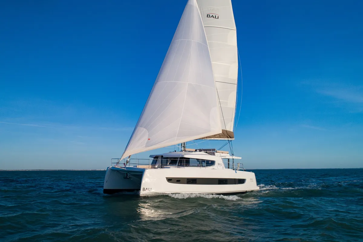 Exterior view of Eileen, a Bali 4.4 catamaran at Dubrovnik, Croatia