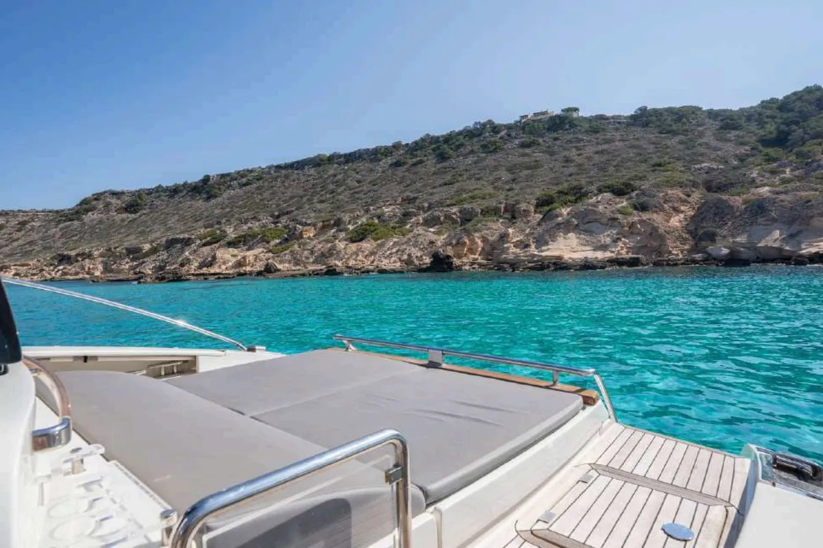 Deck of Headquarters, a Riva 63 Virtus motor yacht at Palma de Mallorca, Spain