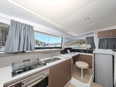 Galley of Ocean Oasis, a Bali 4.1 catamaran at Biograd na Moru, Croatia