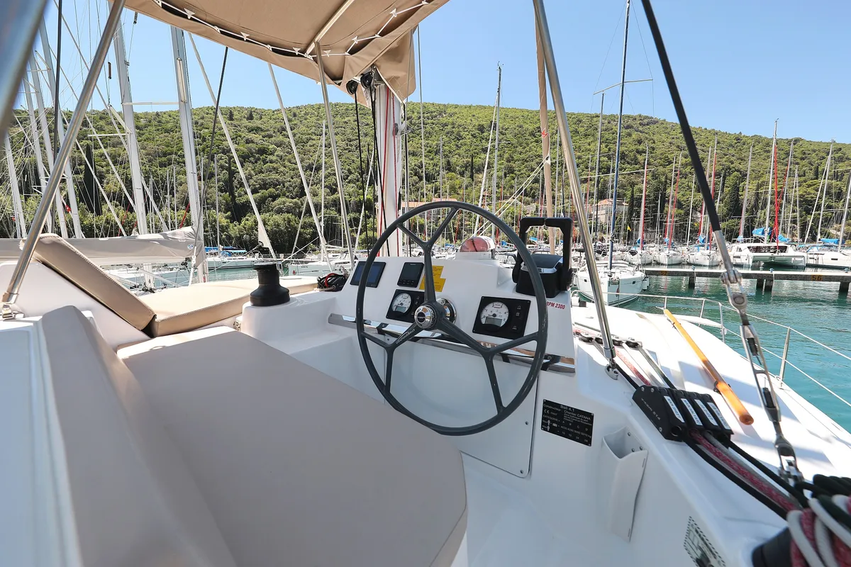 Ocean Oasis, a Bali 4.1 catamaran at Grad Biograd na Moru, Croatia