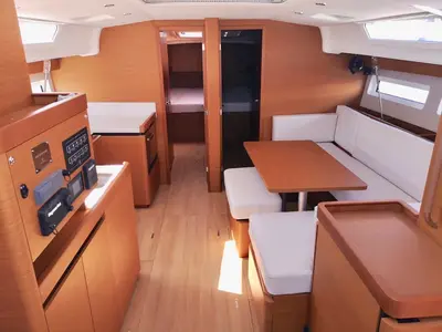 Salon of Jeanneau Sun Odyssey 490, a sailboat at Šibenik, Croatia