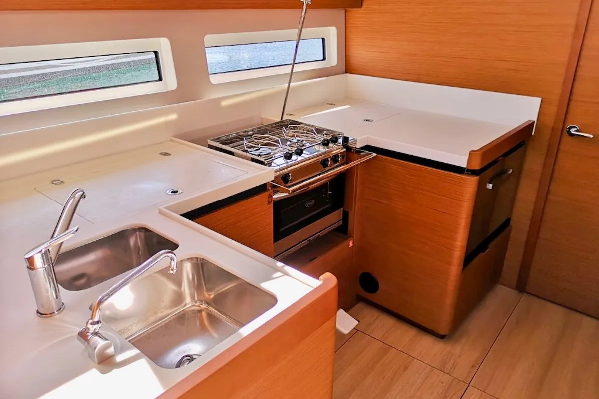 Galley of Jeanneau Sun Odyssey 490, a sailboat at Šibenik, Croatia