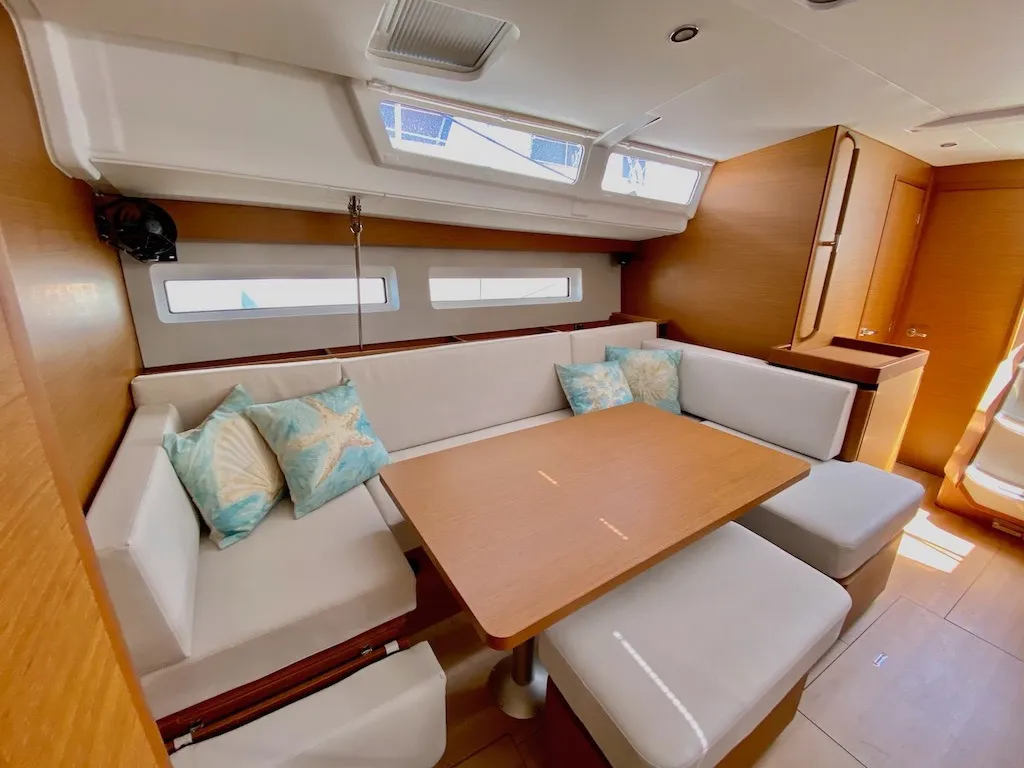 Salon of Jeanneau Sun Odyssey 490, a sailboat at Šibenik, Croatia