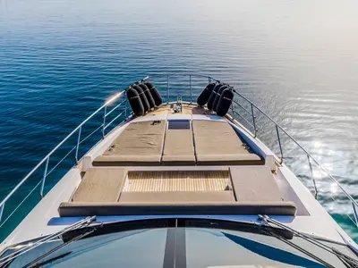 Deck of My Karat II, a Azimut 66 motor yacht at Grad Kaštela, Croatia