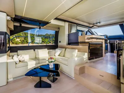 Salon of My Karat II, a Azimut 66 motor yacht at Grad Kaštela, Croatia