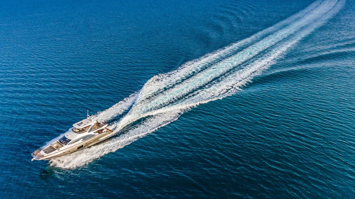 Exterior view of My Karat II, a Azimut 66 motor yacht at Grad Kaštela, Croatia