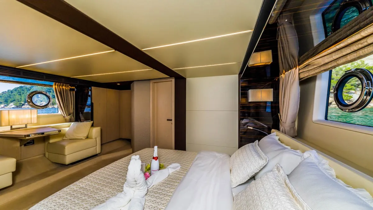 Cabin on My Karat II, a Azimut 66 motor yacht at Grad Kaštela, Croatia